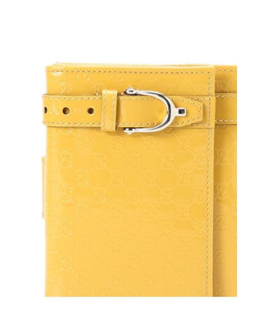 Gucci Yellow Double Folded Embossed Purse
