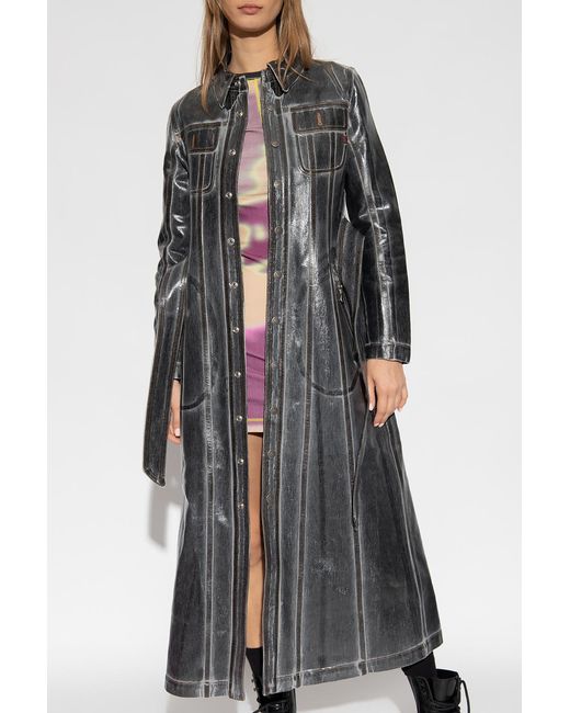 DIESEL Gray De-Flaminty-Z-Fsb Tied Waist Shirt Dress