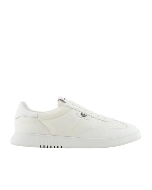 Emporio Armani White Round-Toe Low-Top Casual Shoes for men