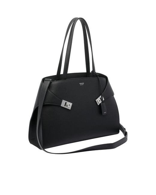 Ferragamo Black Hug Top-Zip Leather Shoulder Bag