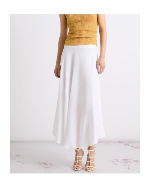 Marella White Linen Basketweave Skirt