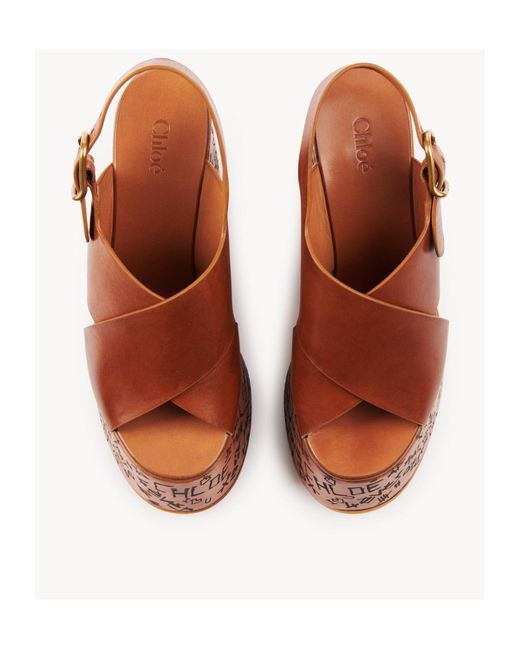 Chloé Brown Maxime Wedge Sandals