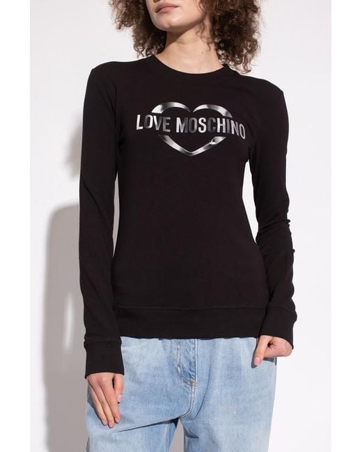 Moschino Black Logo Long-Sleeve Top