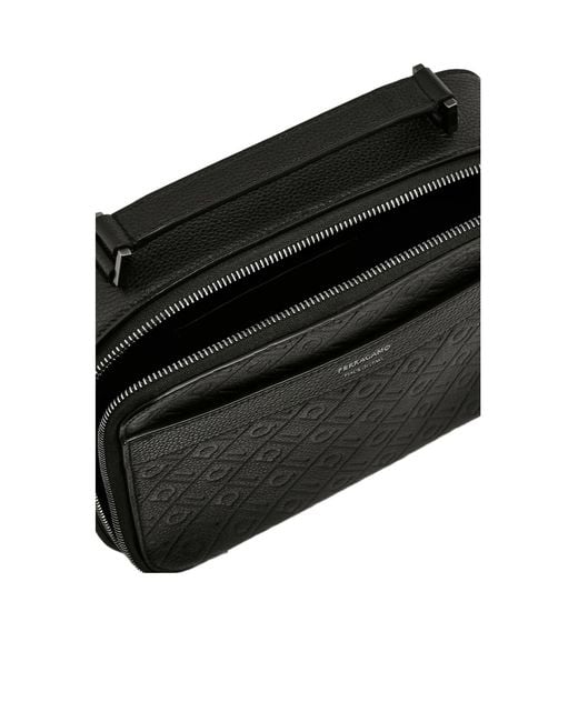 Ferragamo Black Ferragamo Monogram Shoulder Bag for men