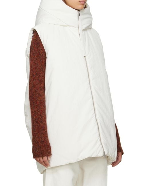 Jil Sander White Zippered Hooded Down Vest