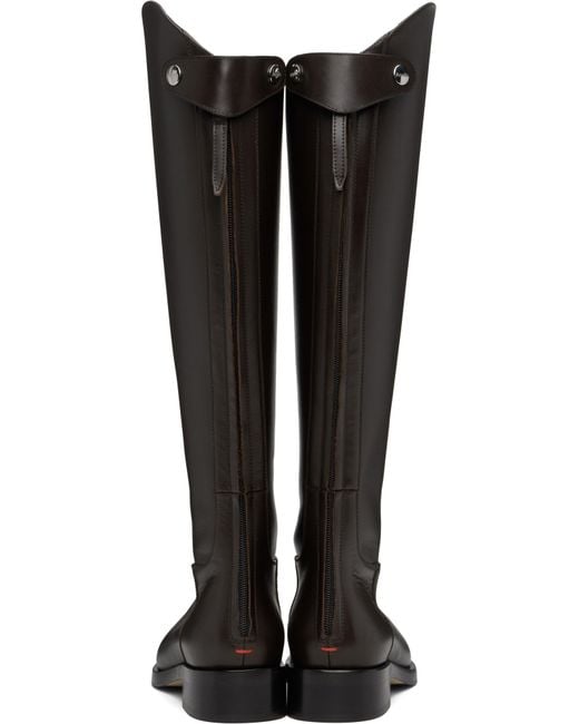 Aeyde Black Zip-Fastening Leather Knee-High Boots