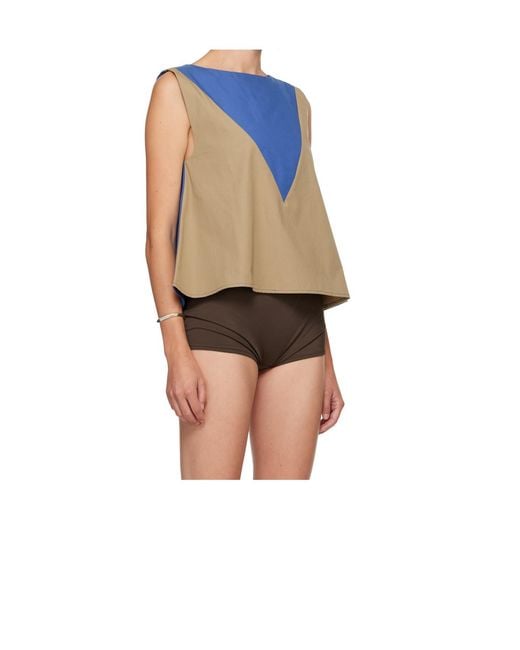 Baserange Blue Round-Neck Sleeveless Top