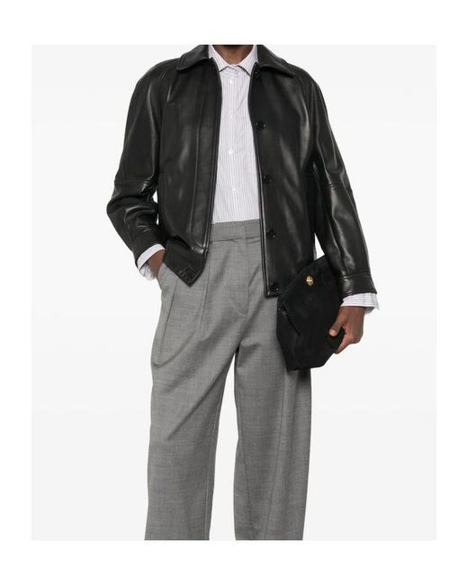 Salvatore Santoro Black Button-Up Leather Jacket