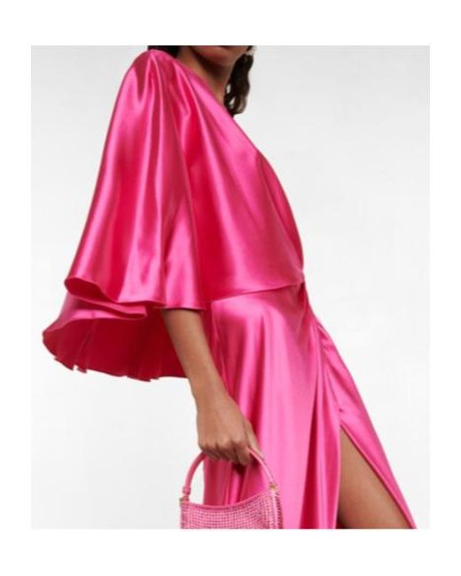 Monique Lhuillier Pink Draped Satin Gown