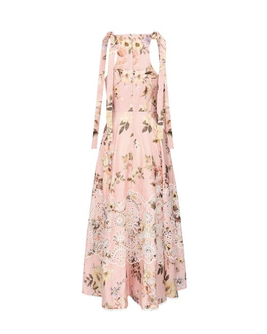 Zimmermann Pink Acacia Broderie Midi Dress