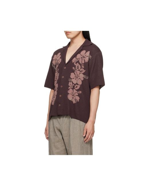 Magliano Brown Riviera Floral Knit Shirt for men