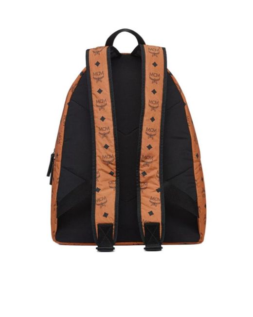 MCM Brown Logo Printed Backpack for men
