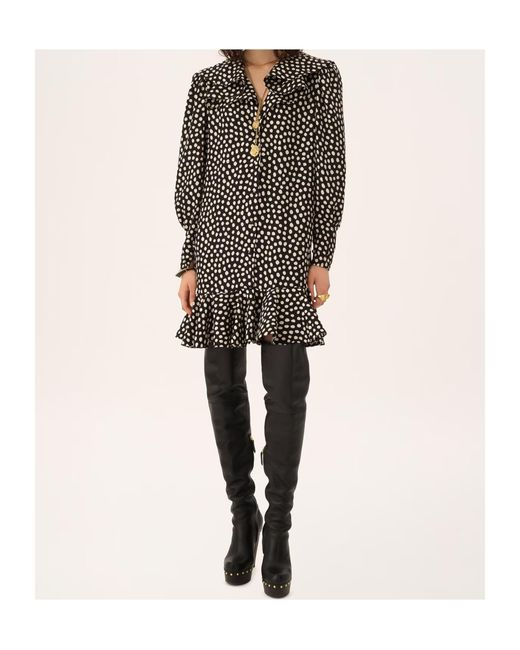 Chloé Black Chloé Dotted Long-Sleeve Mini Dress