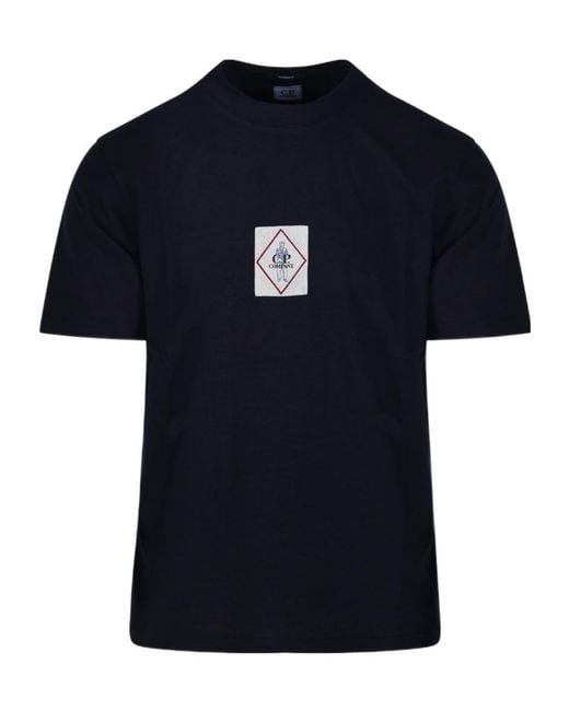 C P Company Blue Logo Patch Crewneck T-Shirt for men