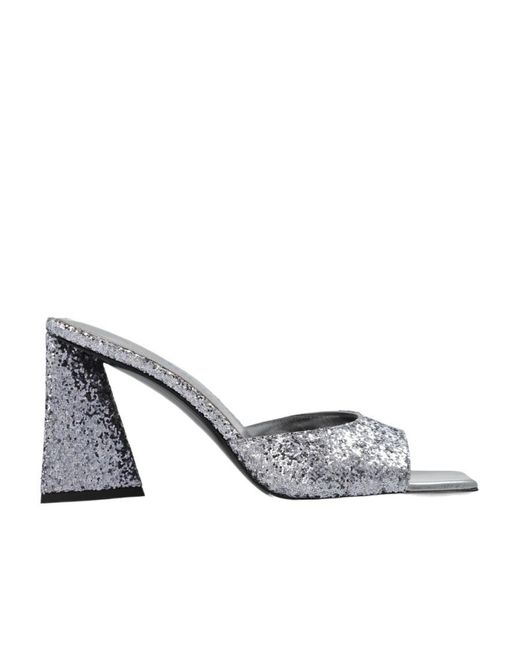 The Attico White The Mini Devon Embellished Slip-On Sandals