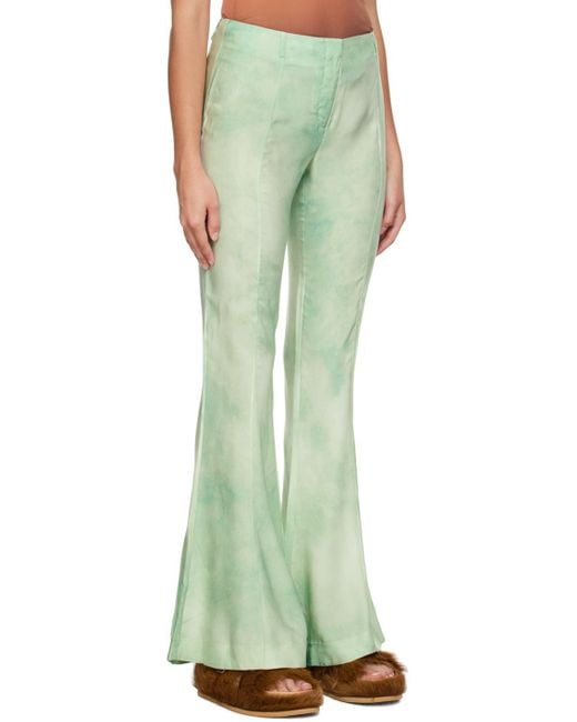 Acne Green Marbel Print Flared Pants