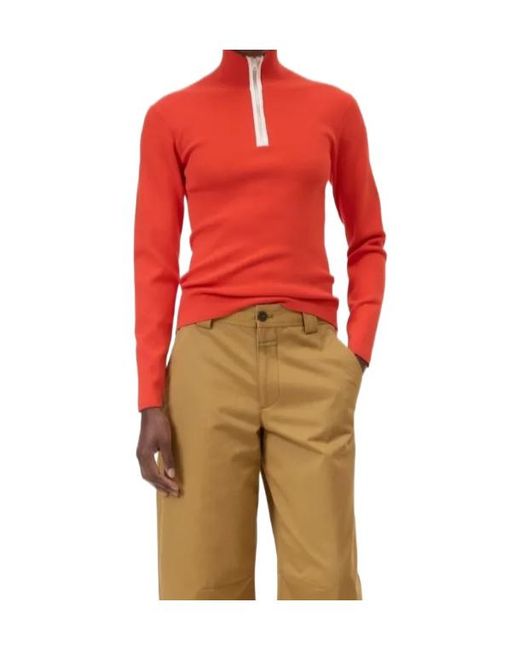 Closed Red Half-Zip Long-Sleeve Sweater