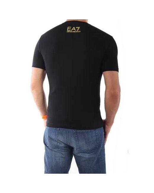 EA7 Black Logo Printed T-Shirt for men