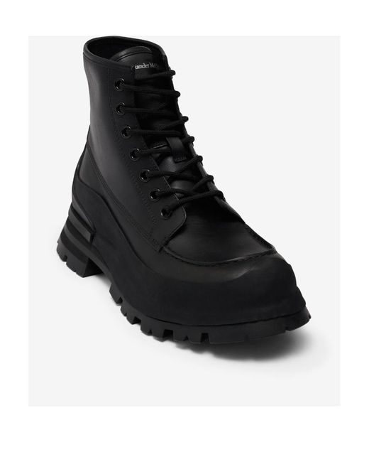 McQueen Black Lace-Up Combat Boots for men