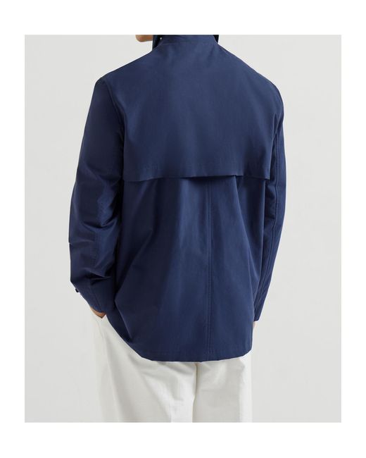 Brunello Cucinelli Blue Hook Fastened Long Sleeved Jacket for men