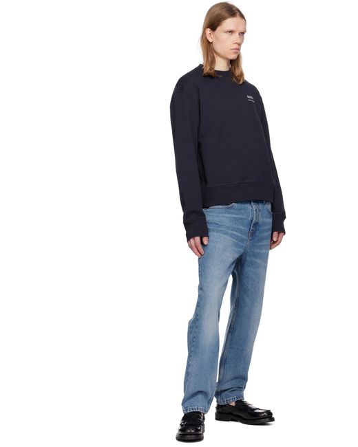 AMI Blue Ami Logo Patch Tapered Fit Jeans for men