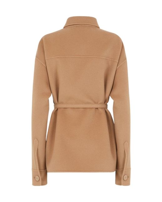 Fendi Natural Logo Plaque Belted Jacket