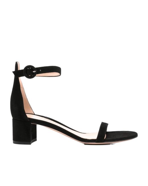 Gianvito Rossi Black Round-Headed High-Heeled Sandals