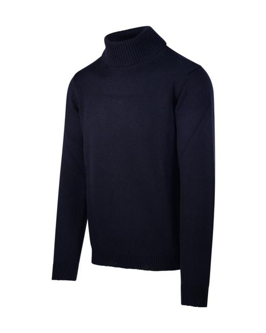 Roberto Collina Blue Mock-Neck Knitted Sweater for men