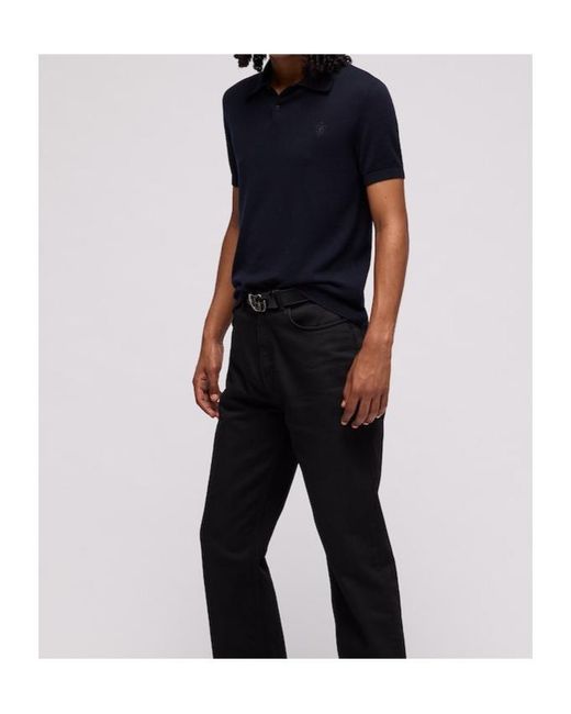 Gucci Blue Knit Cashmere Polo Shirt With Embroidery for men