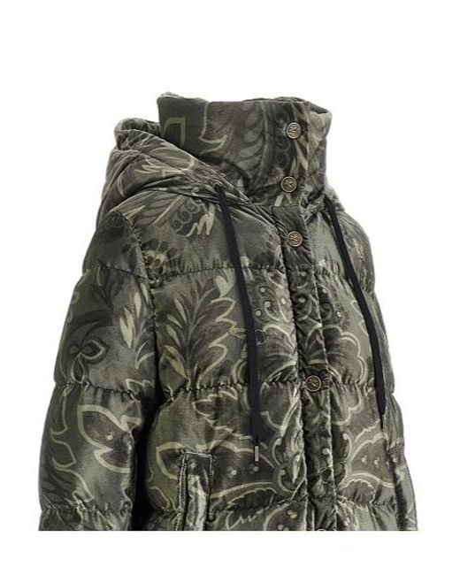 Etro Green Hooded Patterned Jacket