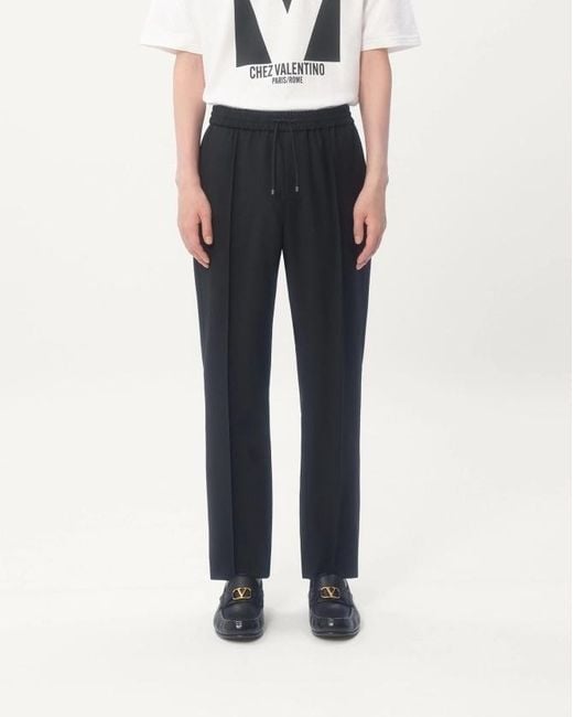 Valentino Black Drawstring Straight Fit Trousers for men