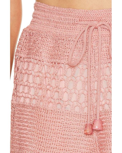 Zimmermann Pink Shorts With A Decorative Weave