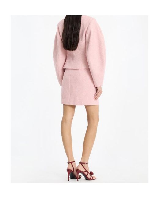 ROTATE BIRGER CHRISTENSEN Pink Bouclé A-Line Mini Skirt