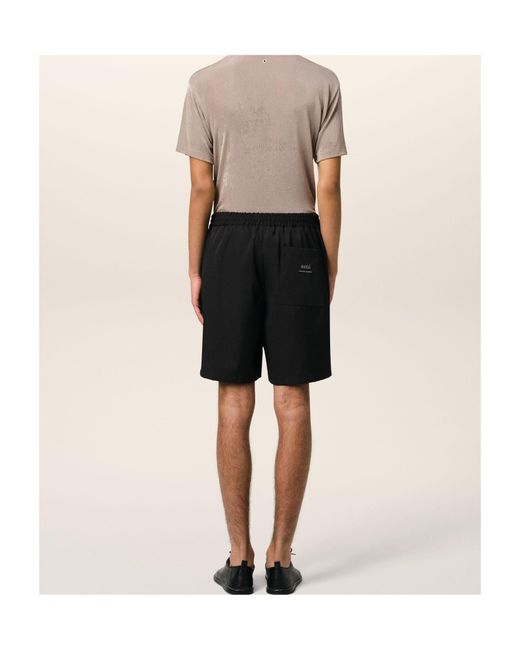 AMI Black Ami Elasticated Waist Shorts for men