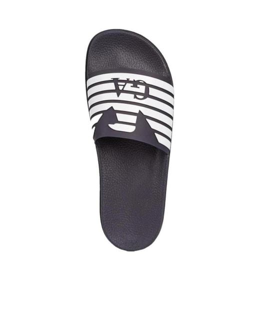 Emporio Armani Men's Blue Logo Slides