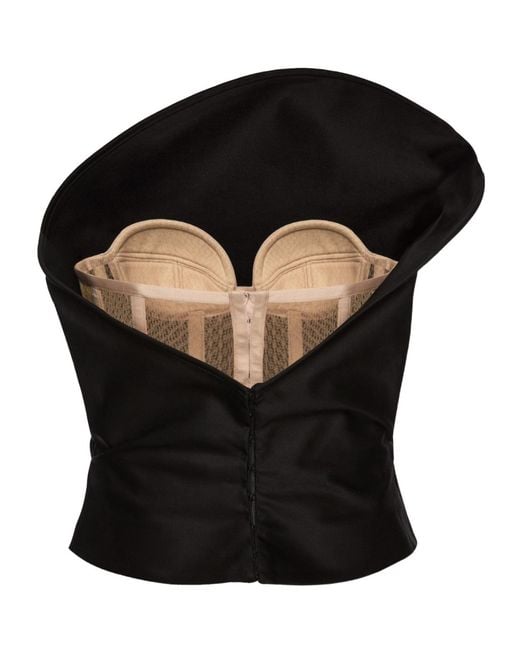 Magda Butrym Black Sculptural Strapless Bustier Top