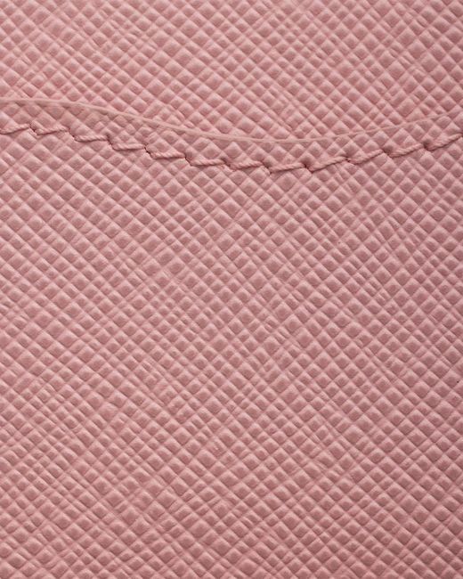 Prada Pink Saffiano-Leather Card Holder