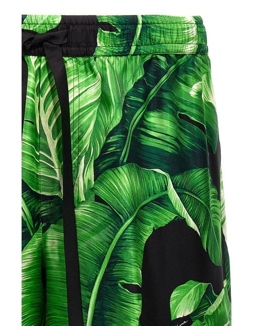 Dolce & Gabbana Green Silk Printed Bermuda Shorts for men