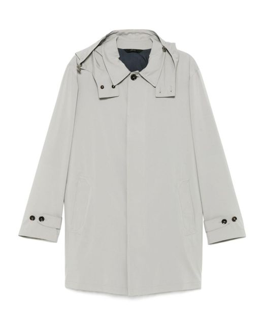 Brioni Gray Trench Coat Parka for men