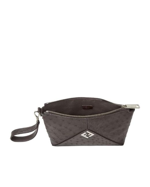 Fendi Gray Lui Clutch for men