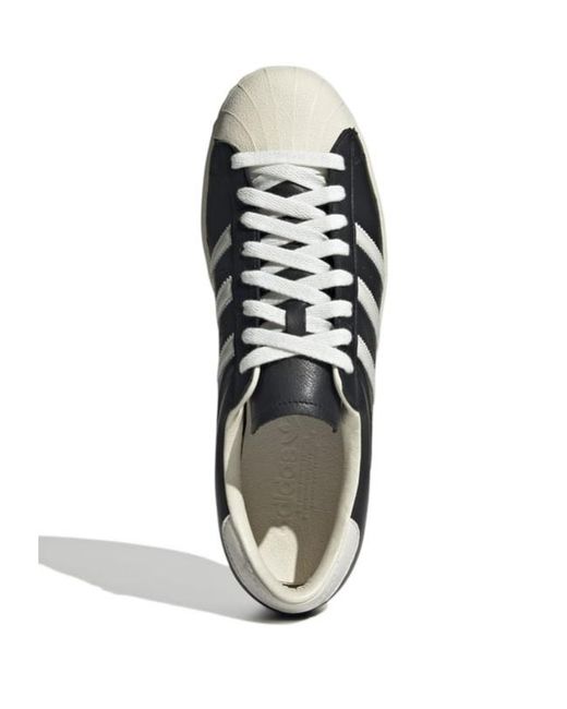 Adidas Black Superstar Vintage 3-Stripes Leather Sneakers for men