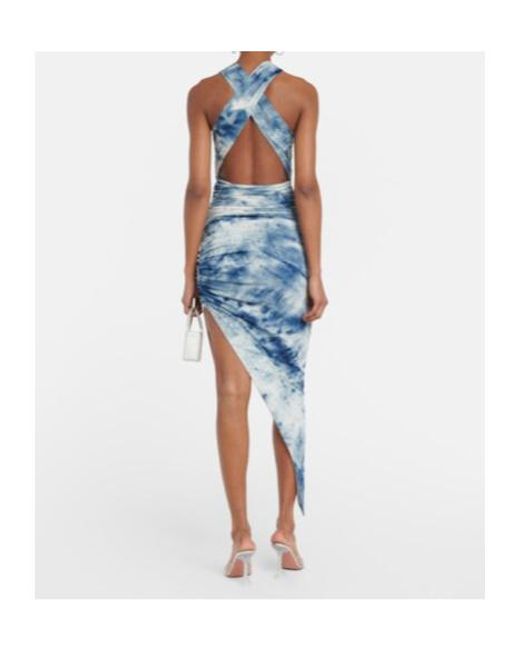 Alexandre Vauthier Blue Printed Cut-Out Midi Dress