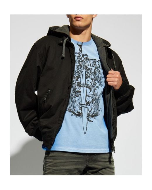 DIESEL Black J-Alain Zip-Up Hooded Jacket for men