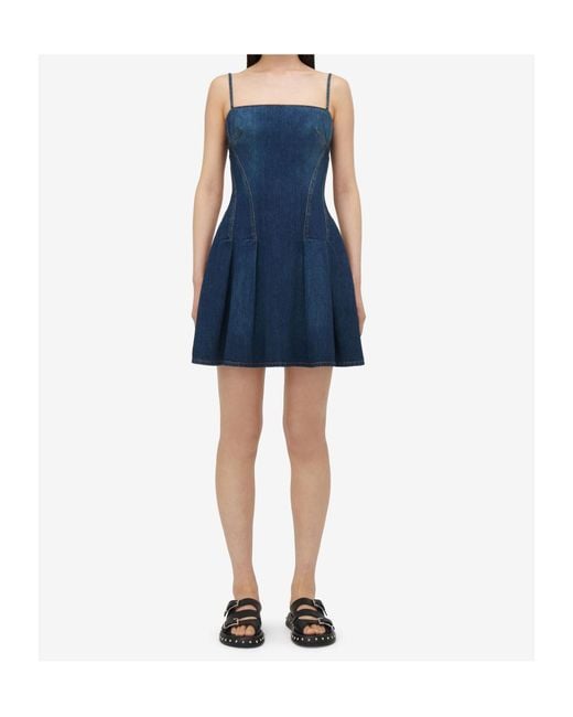 McQueen Blue Flared Denim Dress