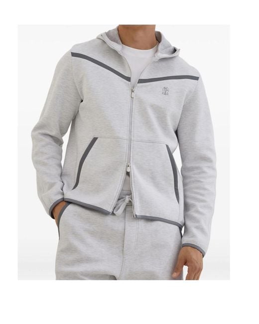 Brunello Cucinelli Gray Zip-Up Sweatshirt for men