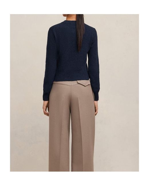 AMI Blue Long-Sleeved Crewneck Knitted Jumper
