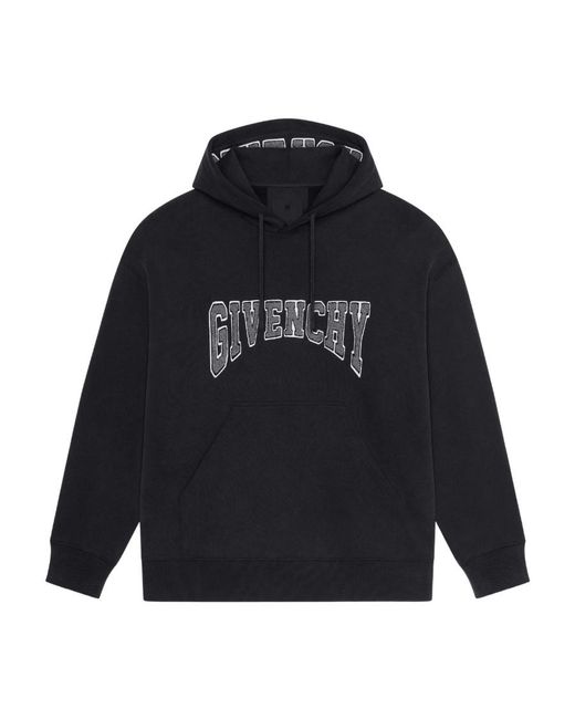 Givenchy Blue Logo Print Drawstring Hoodie for men