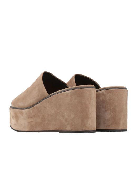 Brunello Cucinelli Brown Minimalist Slide Sandals