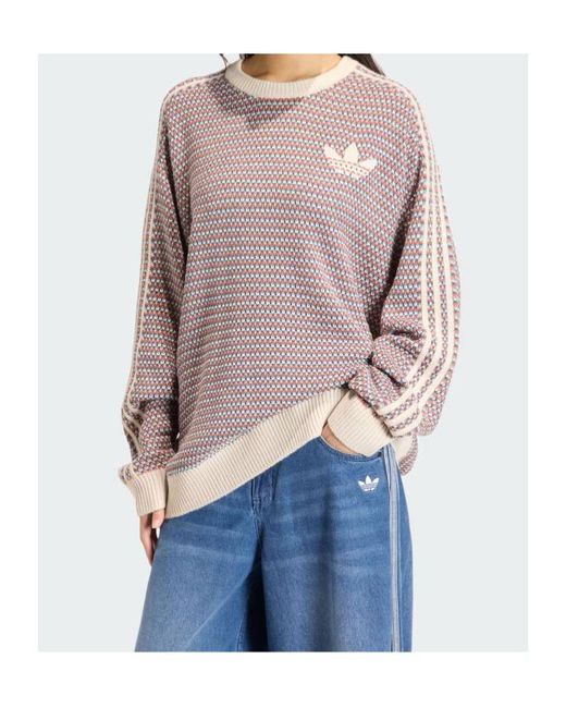 Adidas Originals Multicolor Trefoil-Embroidered 3-Stripes Sweater