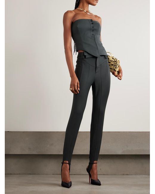Jean Paul Gaultier Black Strapless Asymmetric Wool-Blend Twill Bustier Top